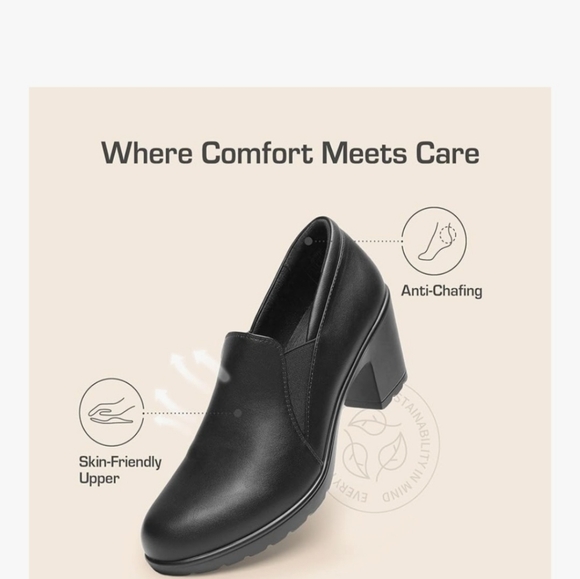 Women's Black Heeled Loafers. Size 10. No Slip Work Shoe. Office. Casual. - Picture 3 of 7